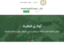 رابط نتيجة الثانوية العامة 2025 في مصر وخطوات الاستعلام عن النتيجة من موقع وزارة التربية والتعليم